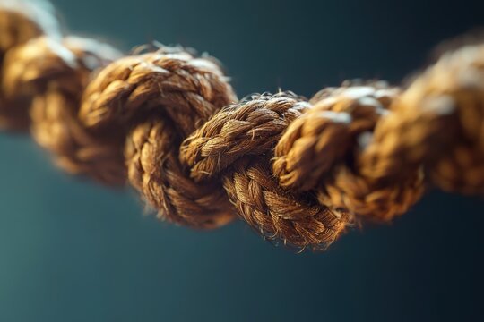 Cuerda Studio: Detailed Macro Shot of Flexibile Brown String Rope Symbol
