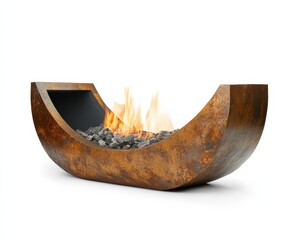 Modern fireplace isolated on white background