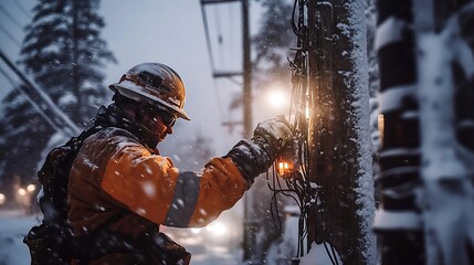 A dedicated manual worker tackles harsh weather conditions.