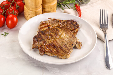Grilled pork neck sirloin steak