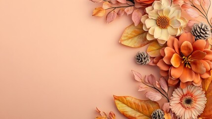 Obraz premium An artistic display of nature’s autumn treasures in a minimalist setting.