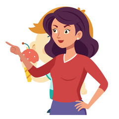 illustration of woman showing with hand