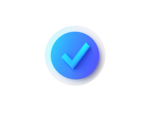 a blue check mark in a circle