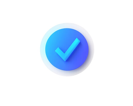 a blue check mark in a circle