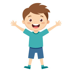  little boy with hands up children illustration happy kid.