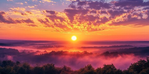 Fototapeta premium Bask in the beauty of a perfect morning sunrise, setting the tone for a good day ahead. Embrace the inspiration that a perfect morning sunrise brings to your daily routine.