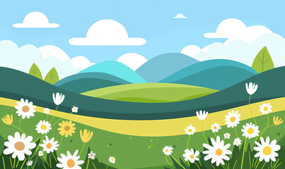 Fototapeta premium landscape with flowers