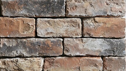 Fototapeta premium Brick wall featuring textured and weathered stones in natural tones and patterns
