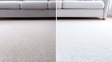 Collage of two images comparing a carpet before and after cleaning emphasizing the striking difference