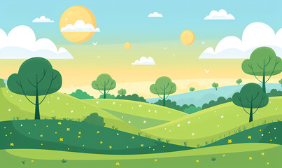 Fototapeta premium landscape with trees and clouds