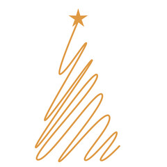Christmas Tree Abstract Gold Line
