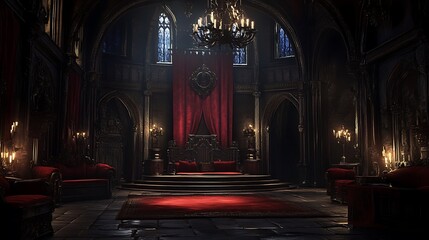 Fototapeta premium Haunting details of a castle’s interior, illuminated by moonlight. 