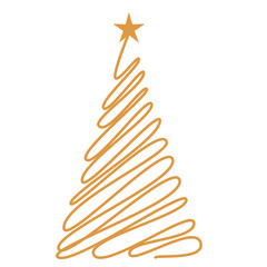 Christmas Tree Abstract Gold Line
