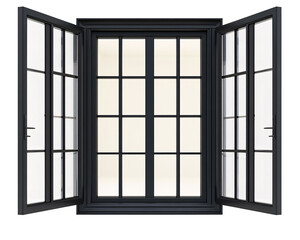 a black window with white glass
