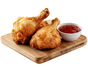 a plate of fried chicken and sauce