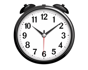 a black and white alarm clock