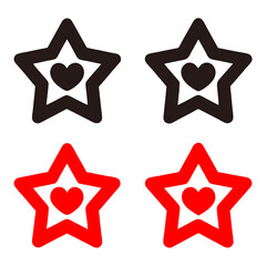 4 set of star love logo creative icon vector illustration