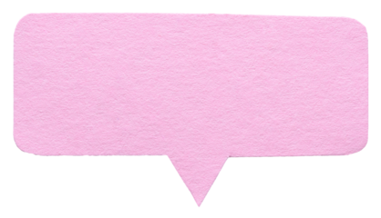 Light pink blank cut out cardboard paper speech bubble with round rounded corners rough edges, copy space for text on transparent png background design element