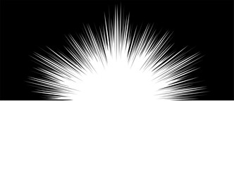 Divided background into black and white with abstract explosion. Vector pattern of rays. Flash. For covers, packaging, labels