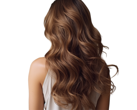 a woman's back with long brown hair