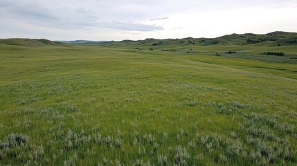 Expansive View of Rolling Hills and a Tranquil Sunset