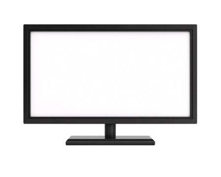 a black computer monitor with a white screen