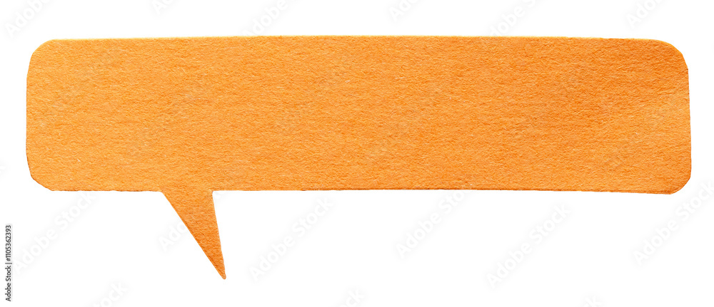 Fototapete orange blank cut out cardboard paper speech bubble with round rounded corners rough edges, copy spac