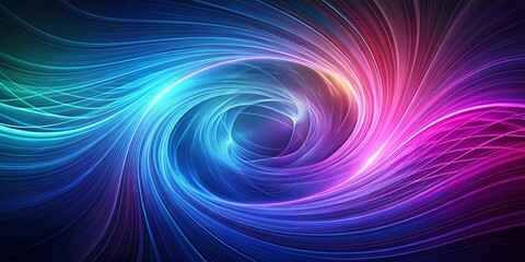 Fototapeta premium Abstract Swirling Neon Lines A vibrant cosmic energy vortex with dynamic blue, pink, and purple hues.