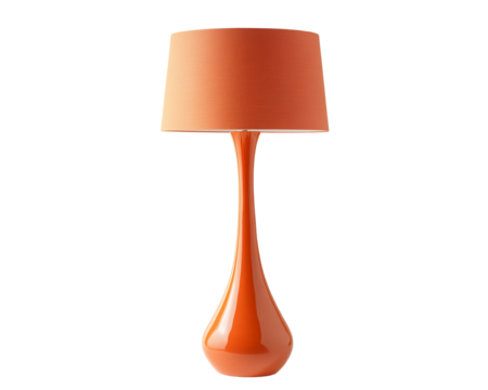 an orange lamp with a white background