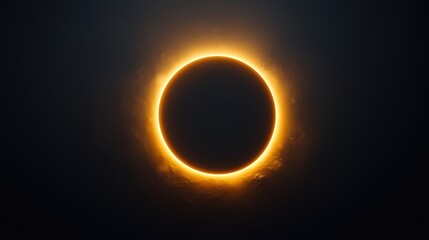 Solar eclipse with glowing orange ring, viewed against a dark sky