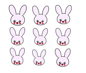 Fototapeta premium rabbit bunny set pattern cute animal デザイン 動物うさぎ パターン 柄 セット かわいい
