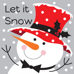 Christmas card, gift bag or box design with snowman 

