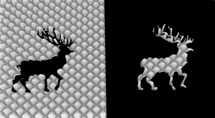 3d illustration abstract background water glass and deer