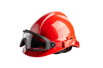 Firefighter Safety Helmet with Built-In Communication System Isolated on Transparent Background