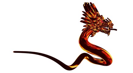 3d illustration fire dragon background