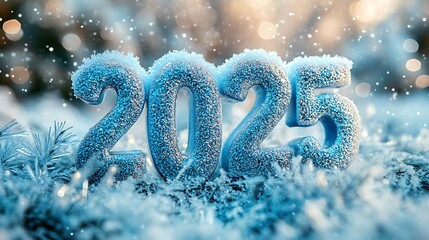 Number Imprinted in Snow for New Year 2025
