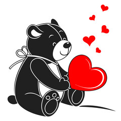 teddy bear with heart  vector illustration