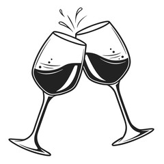 two glasses of champagne  vector illustration