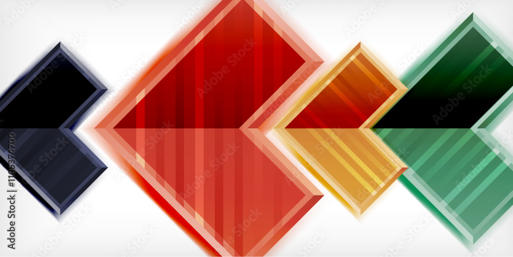 Poster Arrow symbols created with 3d effects and line texture geometric abstract background