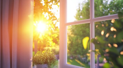 Sunlit Modern Interior:A Minimalist White Window.Concept of Modern living,minimalist design,Scandinavian style,Interior design,architecture,real estate,home improvement,window and door manufacturing.
