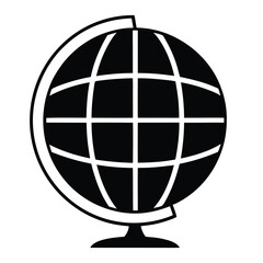 a black and white icon of a globe.