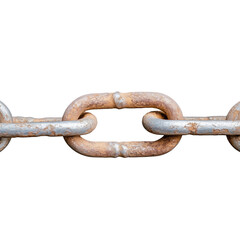 Fototapeta premium Rusty metal chain link on transparent background showcasing texture and detail