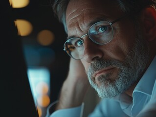 Ageing Gentleman with Gray Hair and Beard