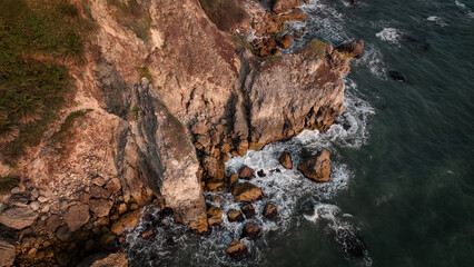 Breathtaking coastal view of Taiwan rocky cliffs and vibrant waves
