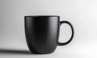
a sleek black coffee mug on a white background, Generative Ai

