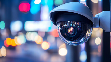 Ai generated surveillance camera in urban environment technology photography night scene security concept
