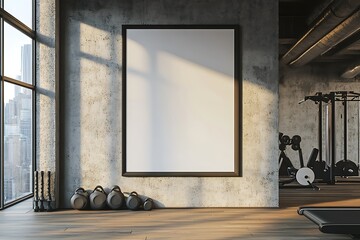 Blank Poster Mockup in Modern Gym