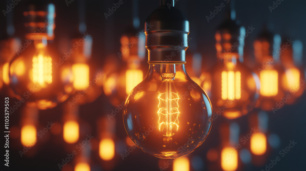 Poster vintage light bulbs creating a warm and inviting atmosphere in a close-up shot