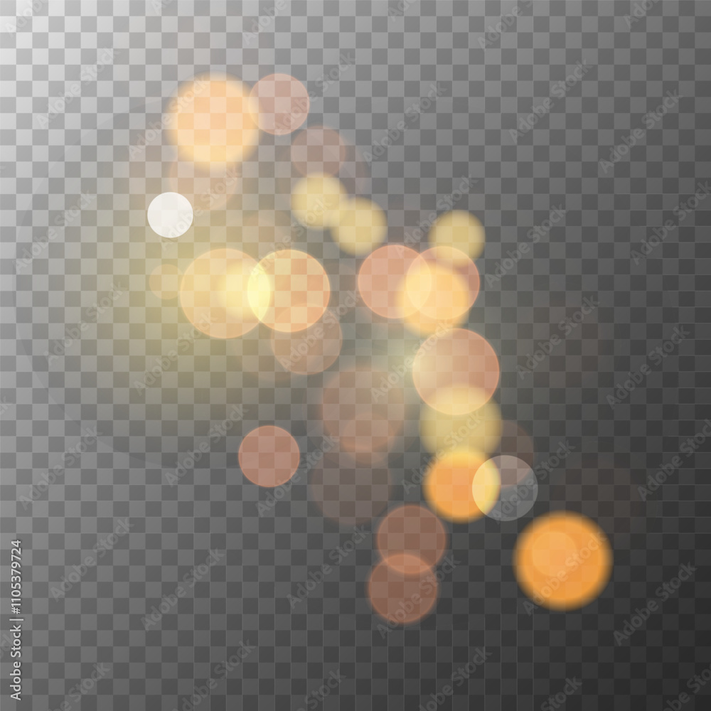Wall mural bokeh lights. transparent background. blurred overlay template. abstract blur light effect. vector i