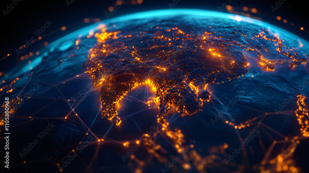 Aufkleber intercontinental network linking cities and continents in asia and oceania, demonstrating global com